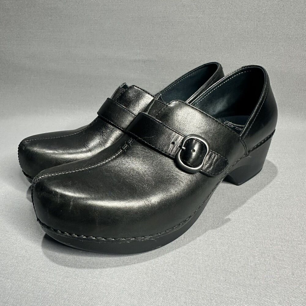 Dansko Tamera Clogs Size 41 US 10.5-11 Black Leather Nurse Professional Comfort